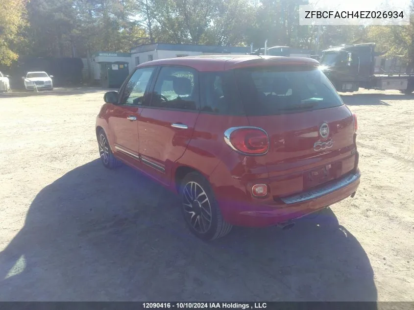 2014 Fiat 500L Lounge VIN: ZFBCFACH4EZ026934 Lot: 12090416