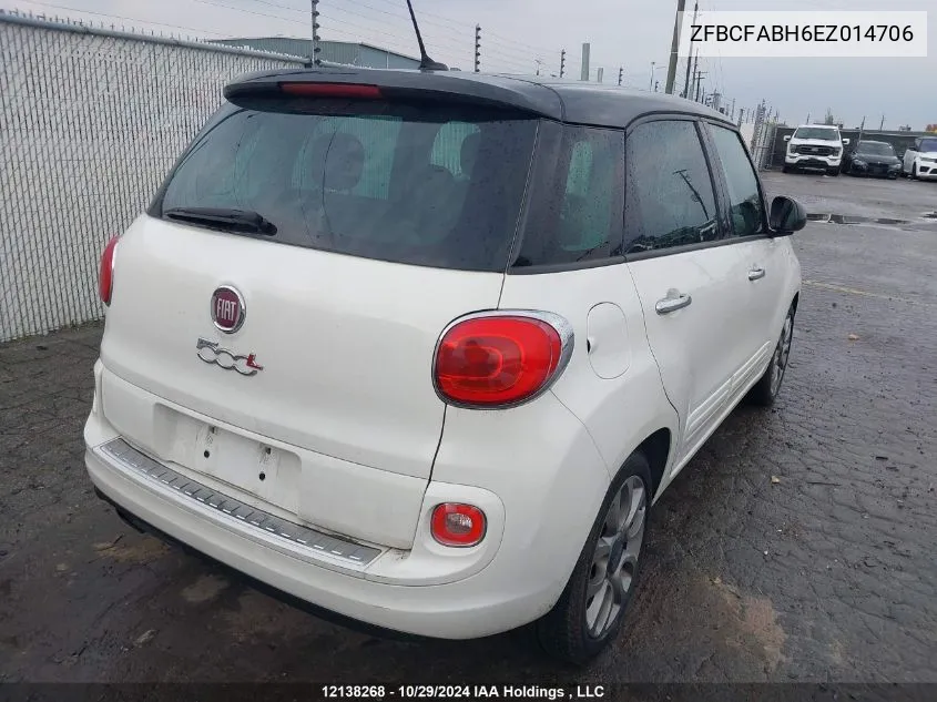 2014 Fiat 500L Easy VIN: ZFBCFABH6EZ014706 Lot: 12138268