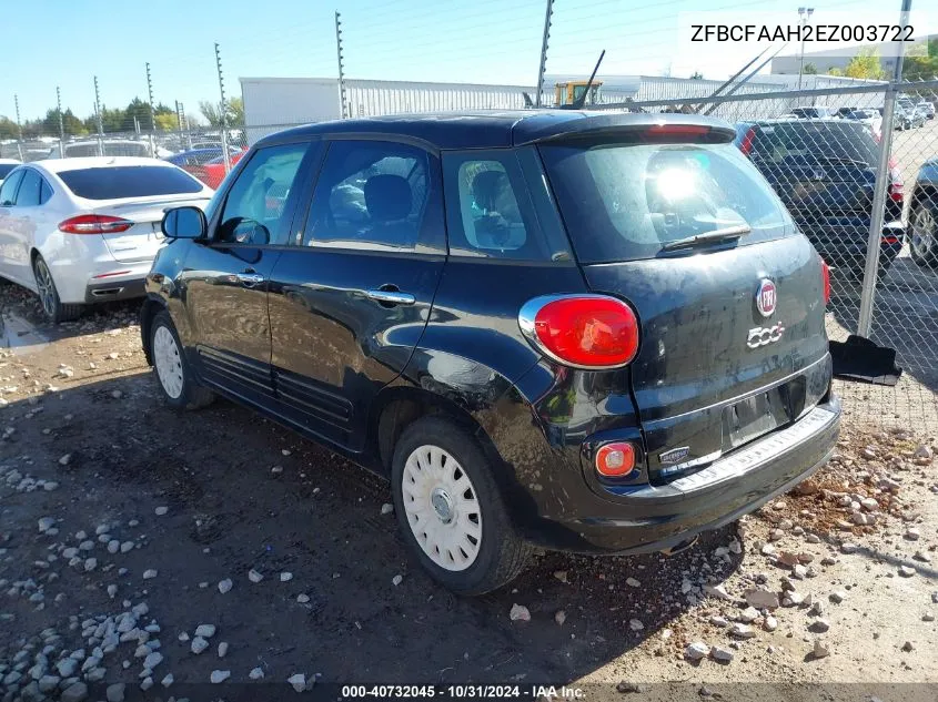 2014 Fiat 500L Pop VIN: ZFBCFAAH2EZ003722 Lot: 40732045