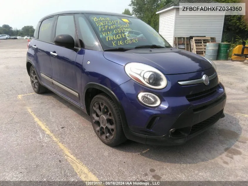 2015 Fiat 500L Trekking VIN: ZFBCFADHXFZ034360 Lot: 12073117