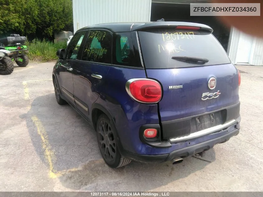 2015 Fiat 500L Trekking VIN: ZFBCFADHXFZ034360 Lot: 12073117