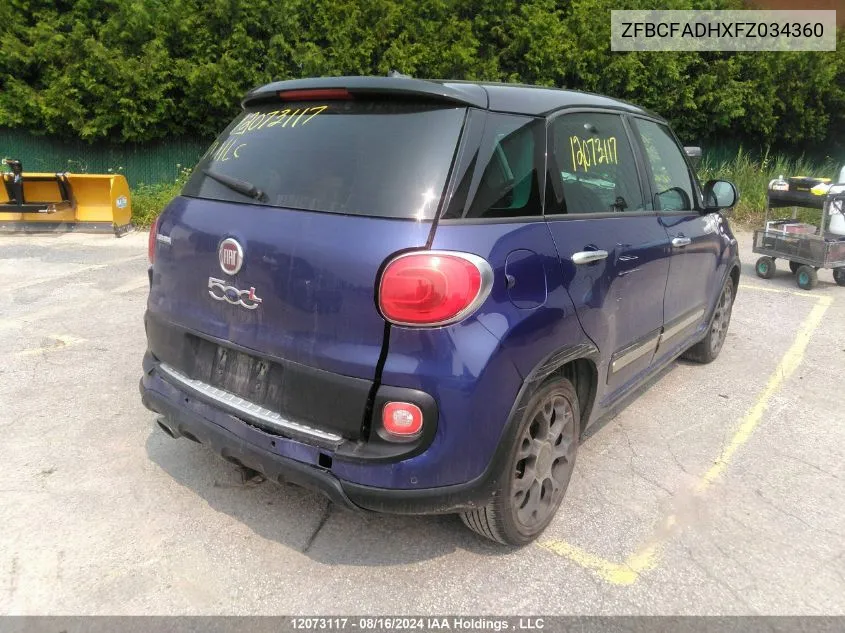 2015 Fiat 500L Trekking VIN: ZFBCFADHXFZ034360 Lot: 12073117