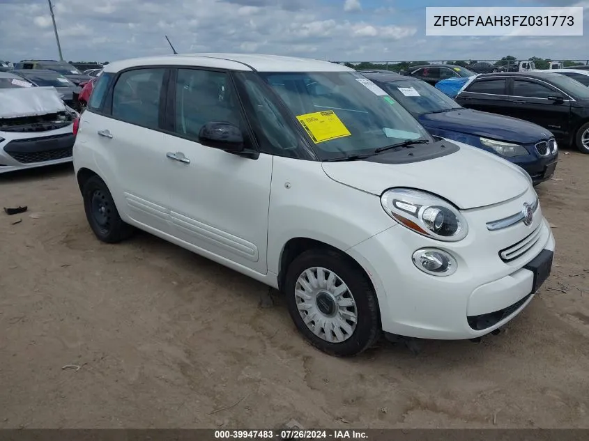 2015 Fiat 500L Pop VIN: ZFBCFAAH3FZ031773 Lot: 39947483