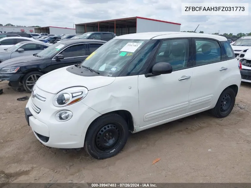 2015 Fiat 500L Pop VIN: ZFBCFAAH3FZ031773 Lot: 39947483