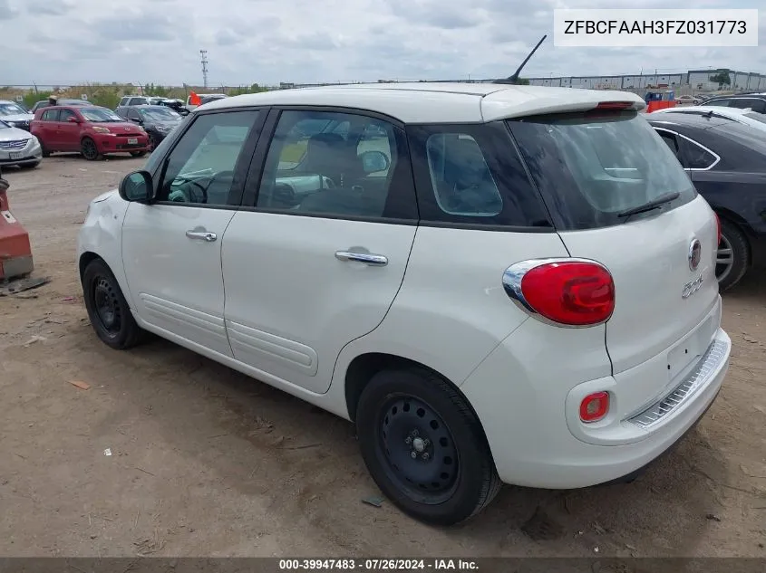 2015 Fiat 500L Pop VIN: ZFBCFAAH3FZ031773 Lot: 39947483