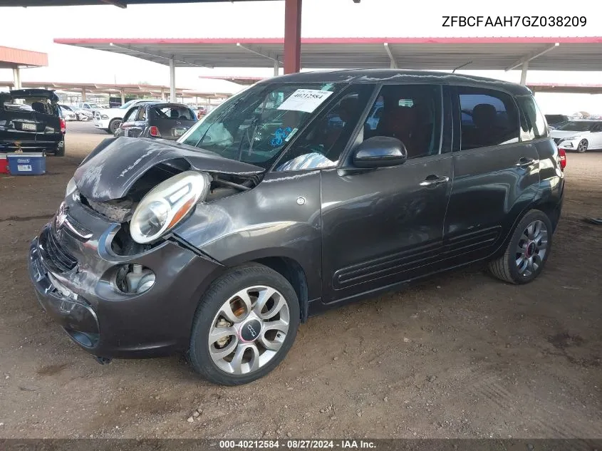 2016 Fiat 500L Pop VIN: ZFBCFAAH7GZ038209 Lot: 40212584