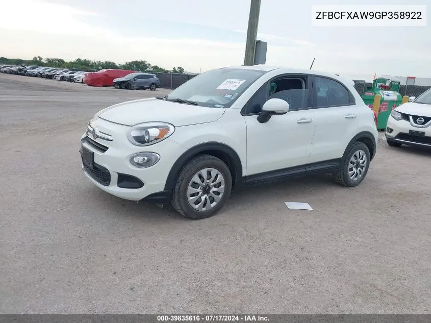 2016 Fiat 500X Pop VIN: ZFBCFXAW9GP358922 Lot: 39835616