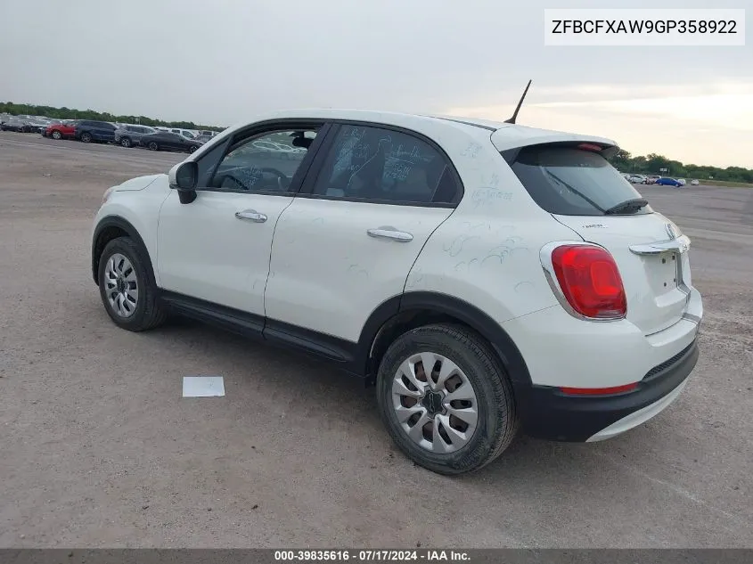 2016 Fiat 500X Pop VIN: ZFBCFXAW9GP358922 Lot: 39835616