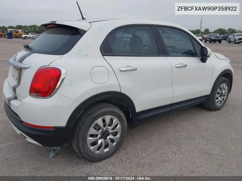 2016 Fiat 500X Pop VIN: ZFBCFXAW9GP358922 Lot: 39835616