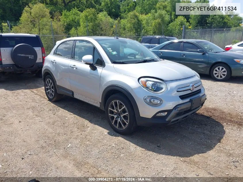 2016 Fiat 500X Trekking Plus VIN: ZFBCFYET6GP411534 Lot: 39904273