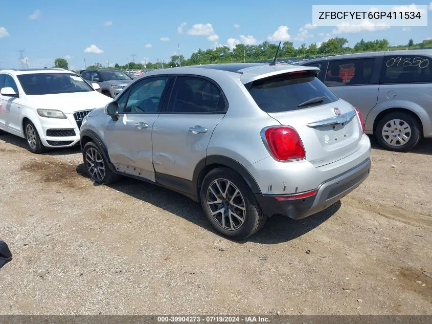 2016 Fiat 500X Trekking Plus VIN: ZFBCFYET6GP411534 Lot: 39904273