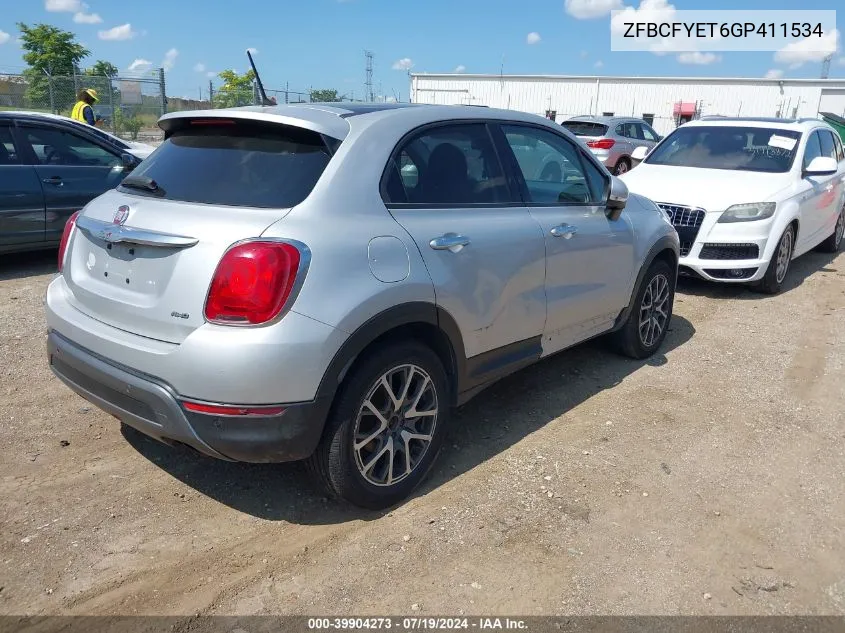 2016 Fiat 500X Trekking Plus VIN: ZFBCFYET6GP411534 Lot: 39904273