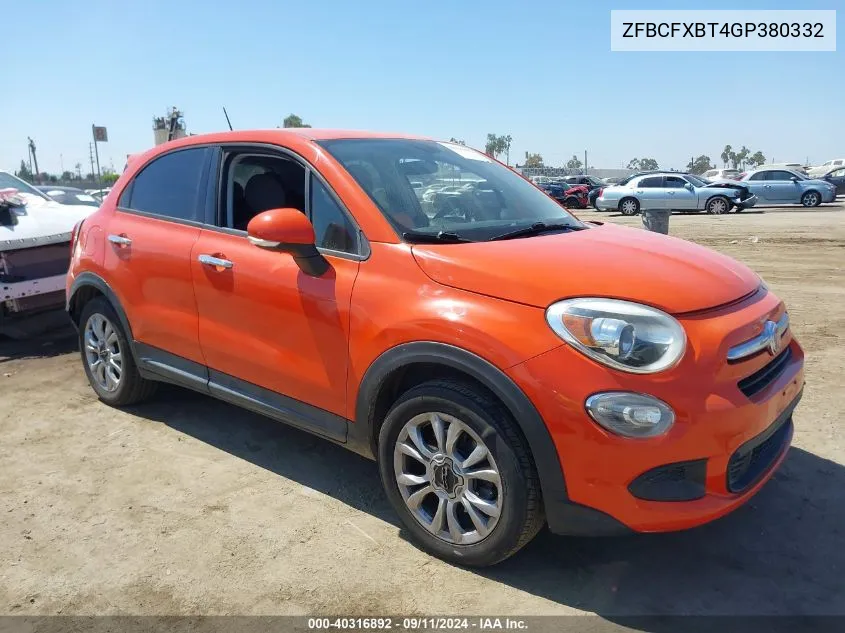 2016 Fiat 500X Easy VIN: ZFBCFXBT4GP380332 Lot: 40316892