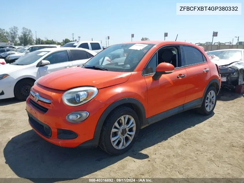 2016 Fiat 500X Easy VIN: ZFBCFXBT4GP380332 Lot: 40316892