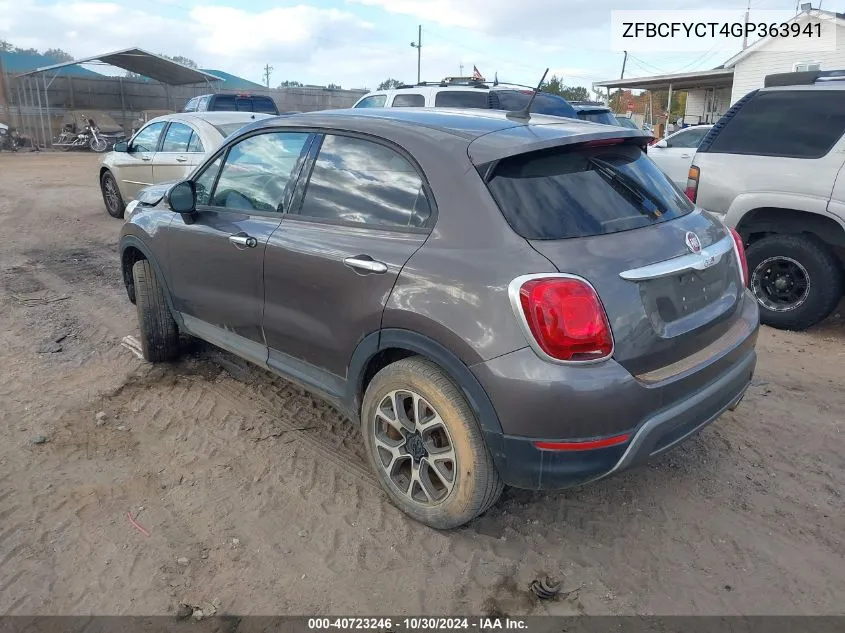 2016 Fiat 500X Trekking VIN: ZFBCFYCT4GP363941 Lot: 40723246