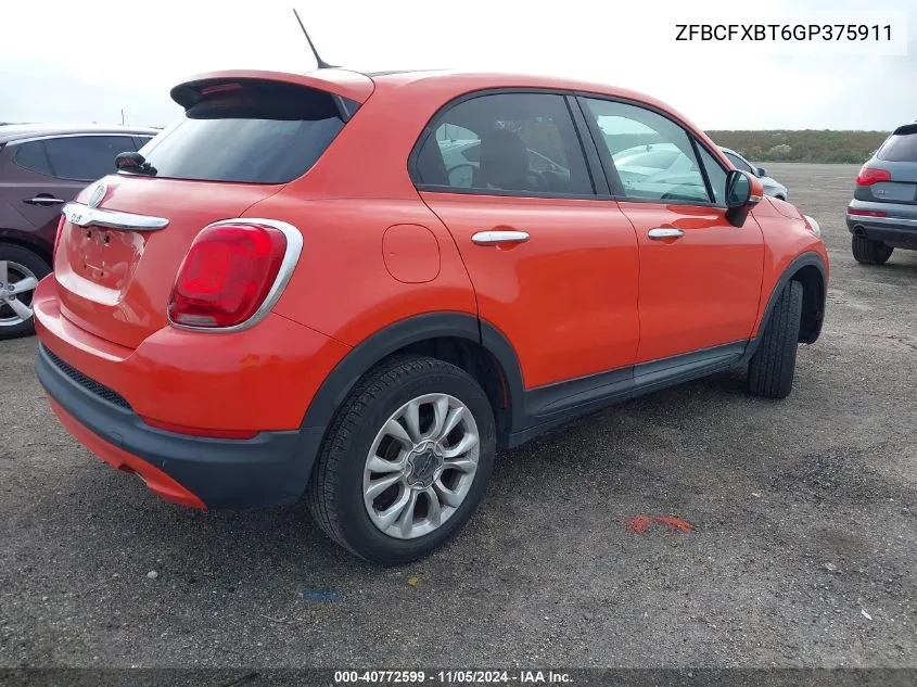 2016 Fiat 500X Easy VIN: ZFBCFXBT6GP375911 Lot: 40772599