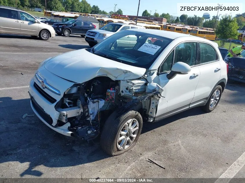 2017 Fiat 500X Pop Fwd VIN: ZFBCFXAB0HP594003 Lot: 40237664