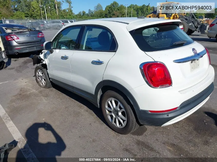 2017 Fiat 500X Pop Fwd VIN: ZFBCFXAB0HP594003 Lot: 40237664