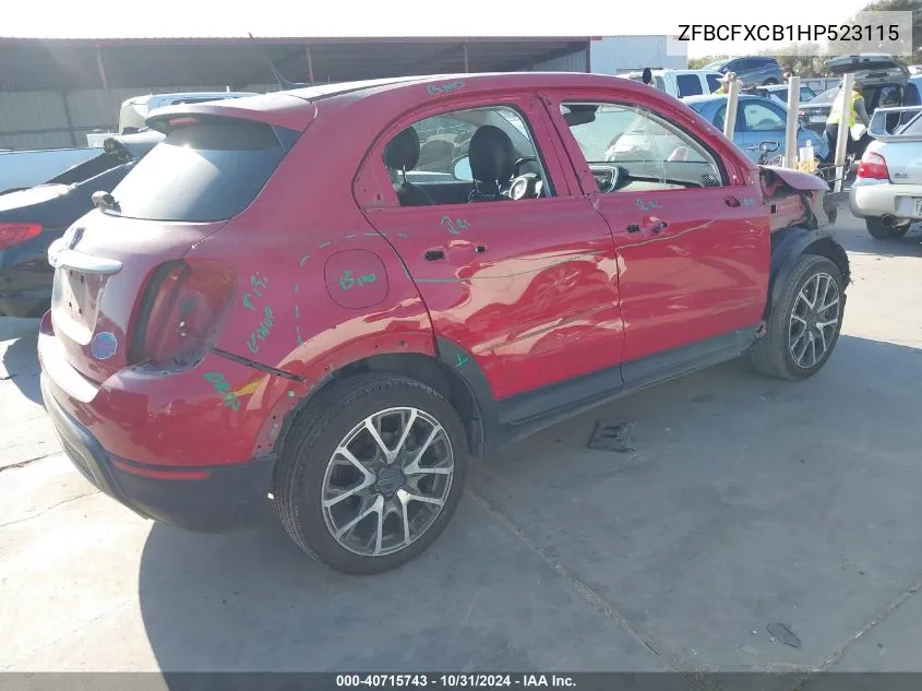 2017 Fiat 500X Trekking Fwd VIN: ZFBCFXCB1HP523115 Lot: 40715743