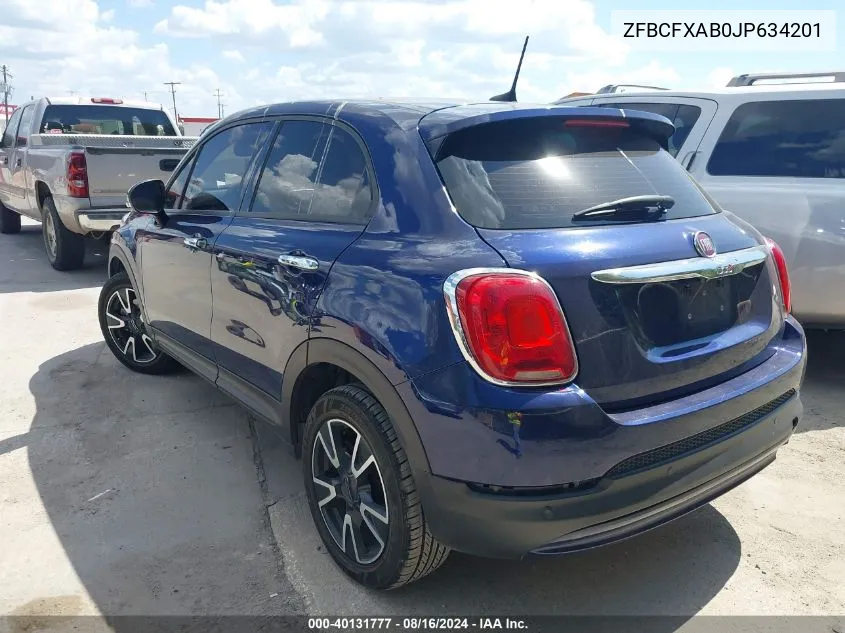 2018 Fiat 500X Pop Fwd VIN: ZFBCFXAB0JP634201 Lot: 40131777