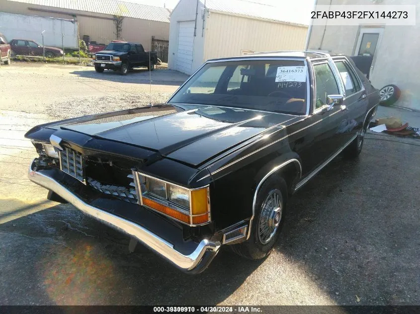 1985 Ford Ltd Crown Victoria VIN: 2FABP43F2FX144273 Lot: 39309910