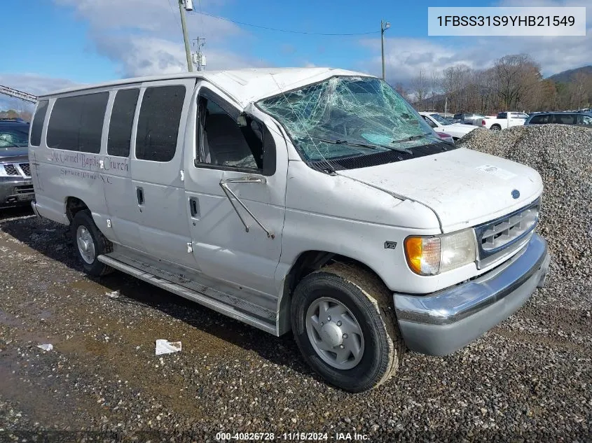 2000 Ford E-350 Super Duty Xl/Xlt VIN: 1FBSS31S9YHB21549 Lot: 40826728