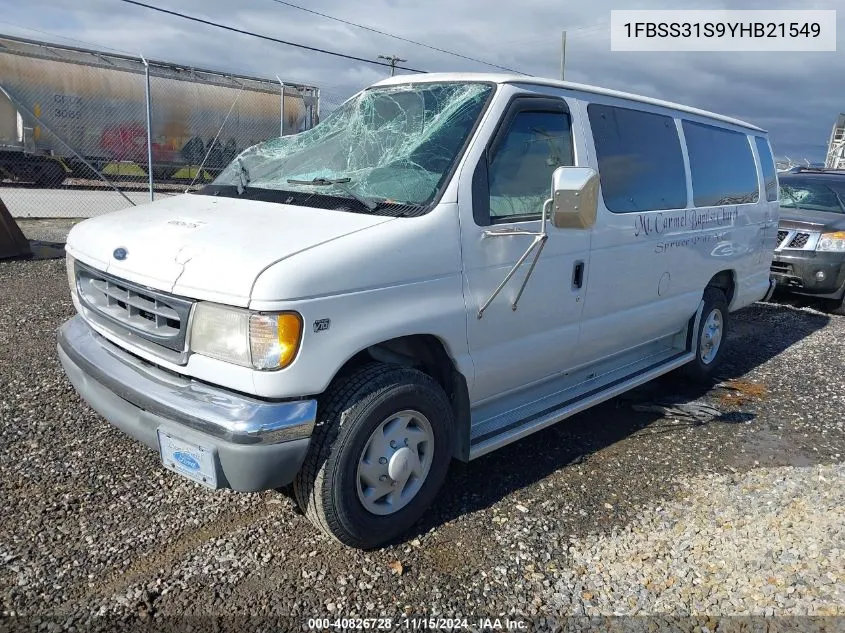 2000 Ford E-350 Super Duty Xl/Xlt VIN: 1FBSS31S9YHB21549 Lot: 40826728