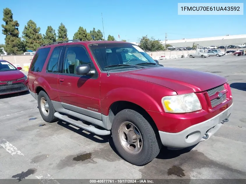 2001 Ford Explorer Sport VIN: 1FMCU70E61UA43592 Lot: 40577761