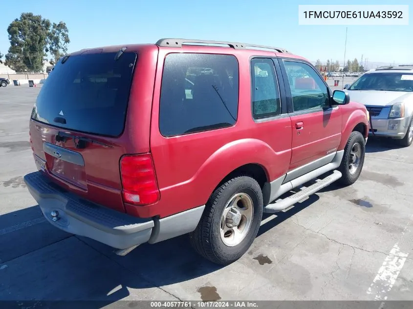 2001 Ford Explorer Sport VIN: 1FMCU70E61UA43592 Lot: 40577761