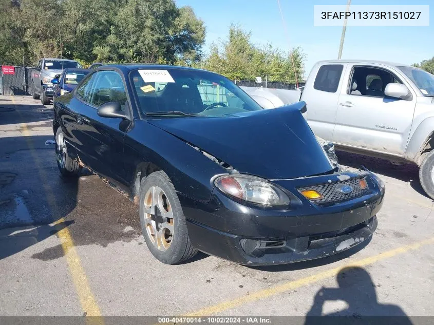 2003 Ford Zx2 VIN: 3FAFP11373R151027 Lot: 40470014