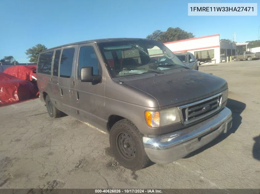 2003 Ford E-150 Chateau/Xl/Xlt VIN: 1FMRE11W33HA27471 Lot: 40626026