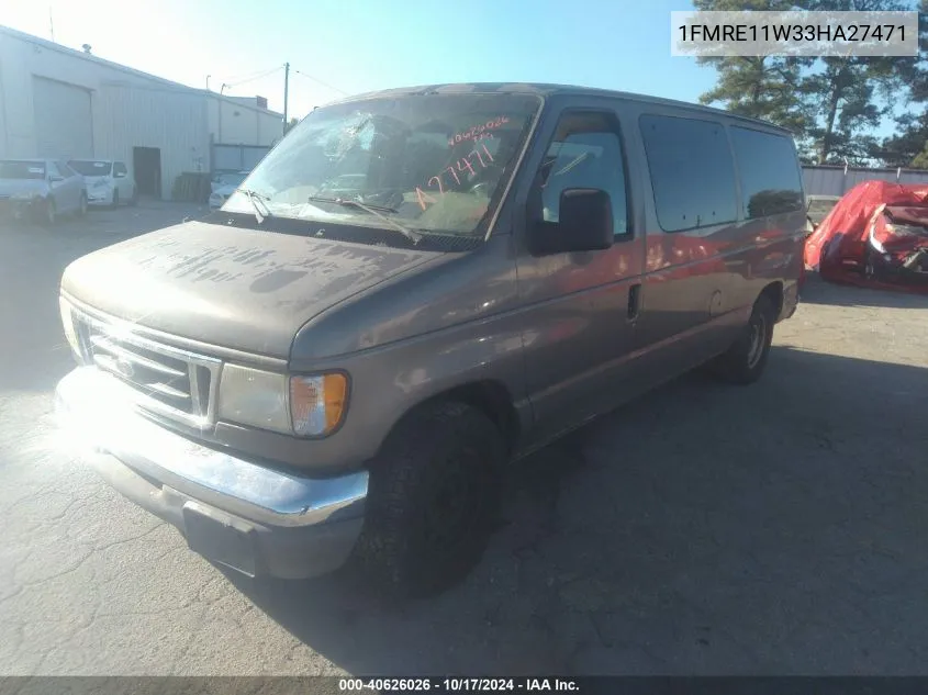 2003 Ford E-150 Chateau/Xl/Xlt VIN: 1FMRE11W33HA27471 Lot: 40626026