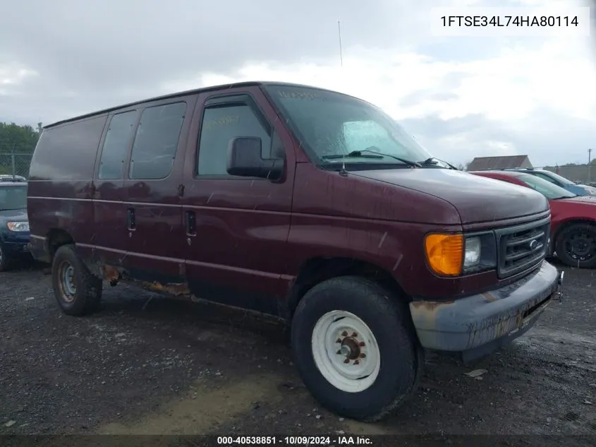 2004 Ford E-350 Super Duty Commercial/Recreational VIN: 1FTSE34L74HA80114 Lot: 40538851