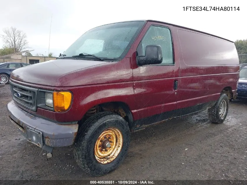 2004 Ford E-350 Super Duty Commercial/Recreational VIN: 1FTSE34L74HA80114 Lot: 40538851