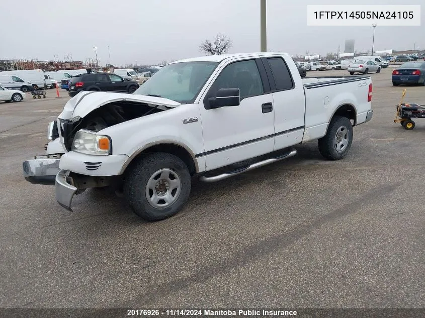 2005 Ford F150 Xlt Supercab VIN: 1FTPX14505NA24105 Lot: 20176926