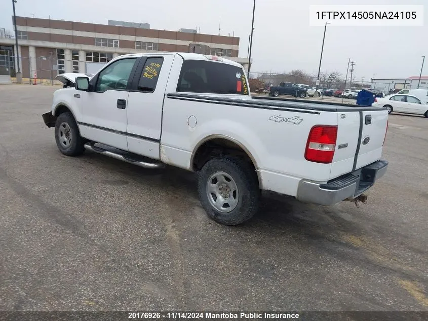 2005 Ford F150 Xlt Supercab VIN: 1FTPX14505NA24105 Lot: 20176926