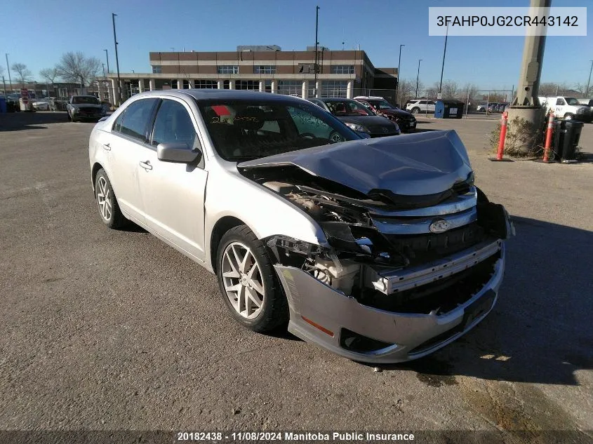 2012 Ford Fusion Sel V6 VIN: 3FAHP0JG2CR443142 Lot: 20182438