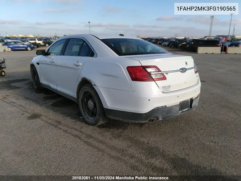 2015 Ford Taurus Police VIN: 1FAHP2MK3FG190565 Lot: 20183081