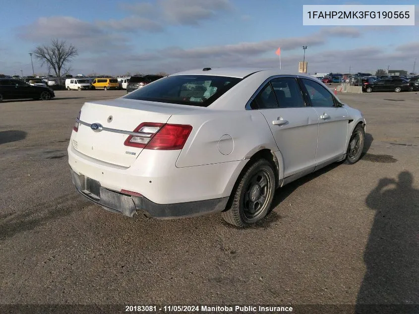 2015 Ford Taurus Police VIN: 1FAHP2MK3FG190565 Lot: 20183081