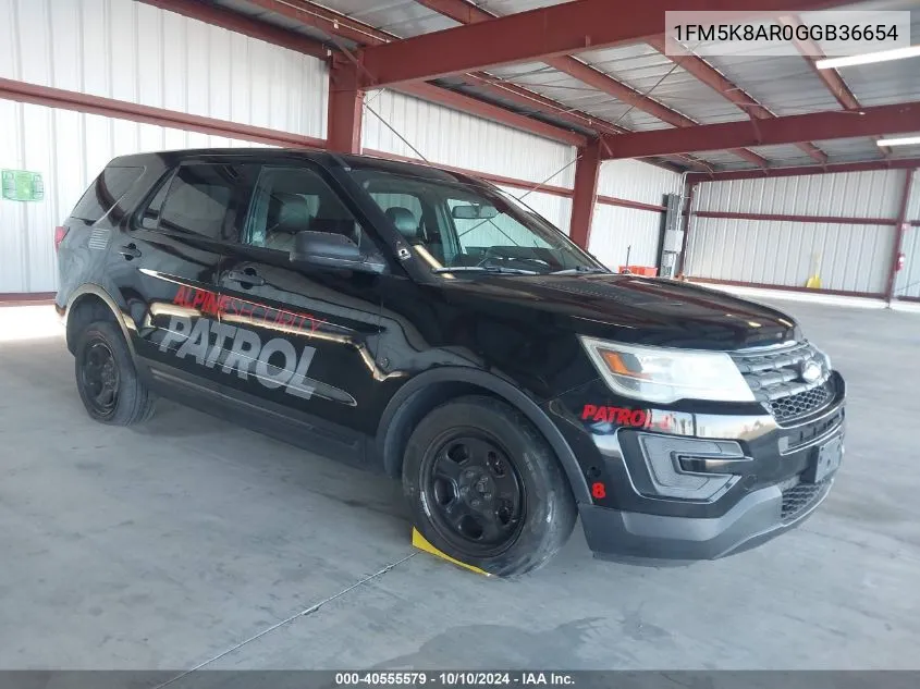 2016 Ford Utility Police Interceptor VIN: 1FM5K8AR0GGB36654 Lot: 40555579