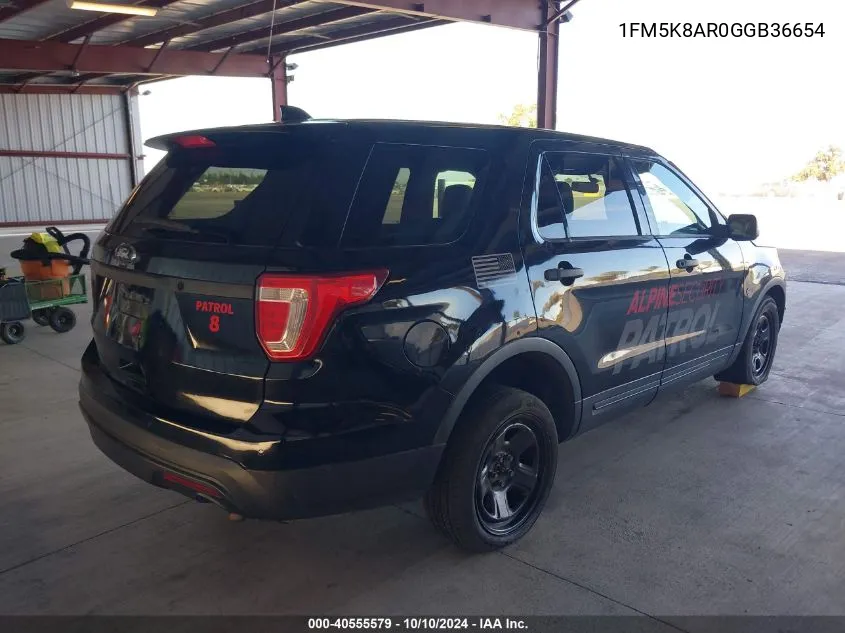 2016 Ford Utility Police Interceptor VIN: 1FM5K8AR0GGB36654 Lot: 40555579