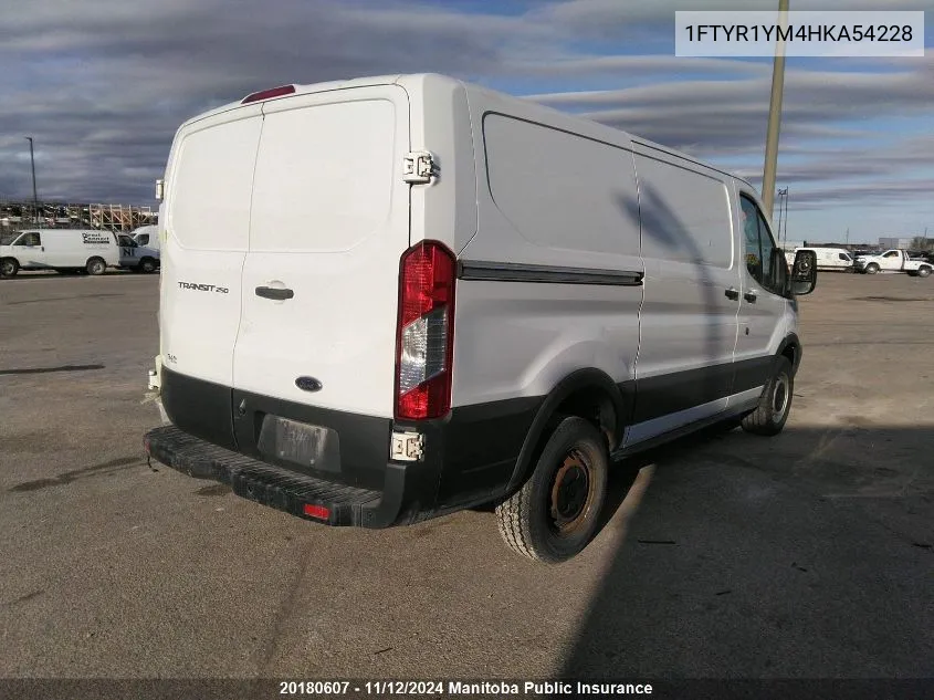 2017 Ford Transit 250 Wb 130 Cargo Van VIN: 1FTYR1YM4HKA54228 Lot: 20180607