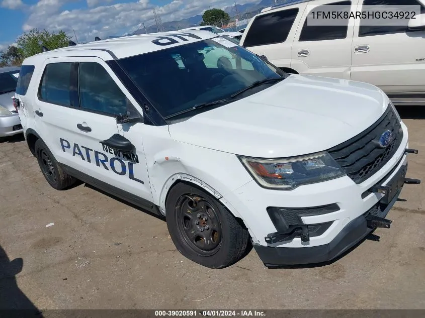 1FM5K8AR5HGC34922 2017 Ford Utility Police Interceptor