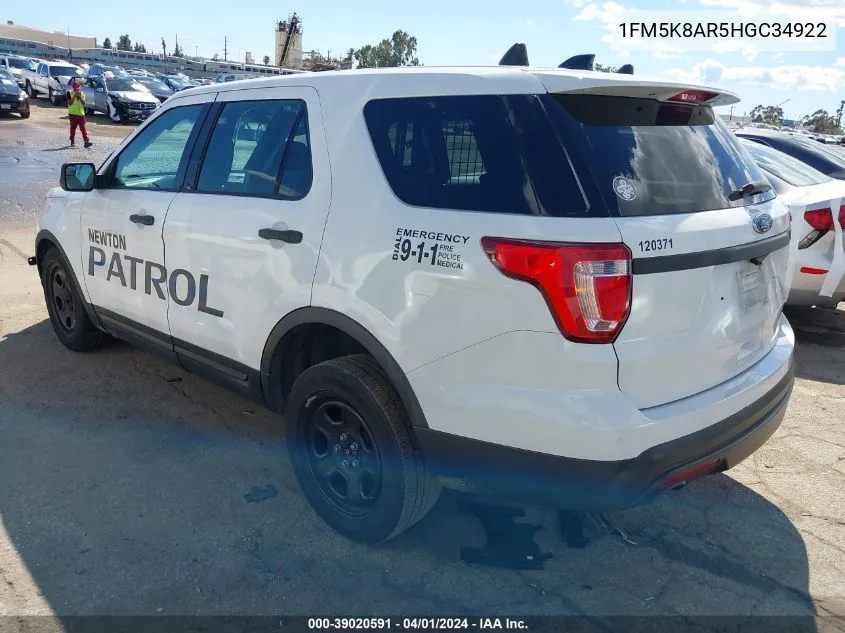 1FM5K8AR5HGC34922 2017 Ford Utility Police Interceptor