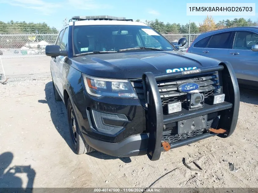 2017 Ford Utility Police Interceptor VIN: 1FM5K8AR4HGD26703 Lot: 40747500