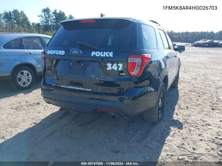 2017 Ford Utility Police Interceptor VIN: 1FM5K8AR4HGD26703 Lot: 40747500