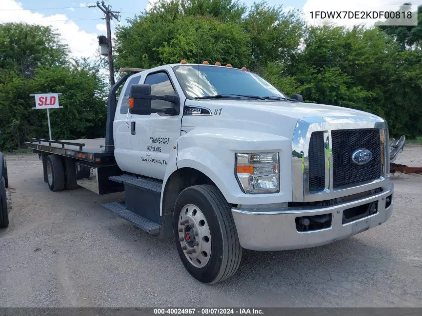 2019 Ford F-750 Diesel VIN: 1FDWX7DE2KDF00818 Lot: 40024967