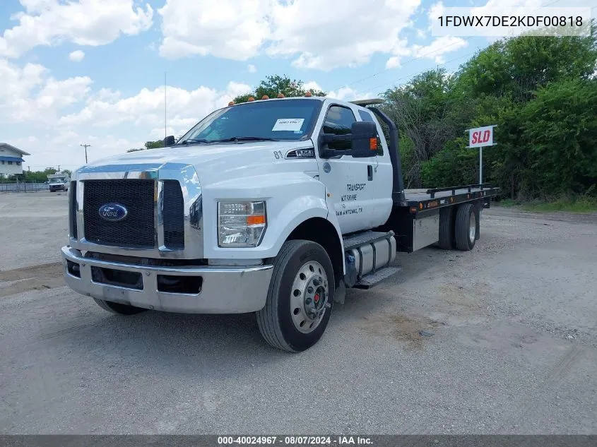 2019 Ford F-750 Diesel VIN: 1FDWX7DE2KDF00818 Lot: 40024967