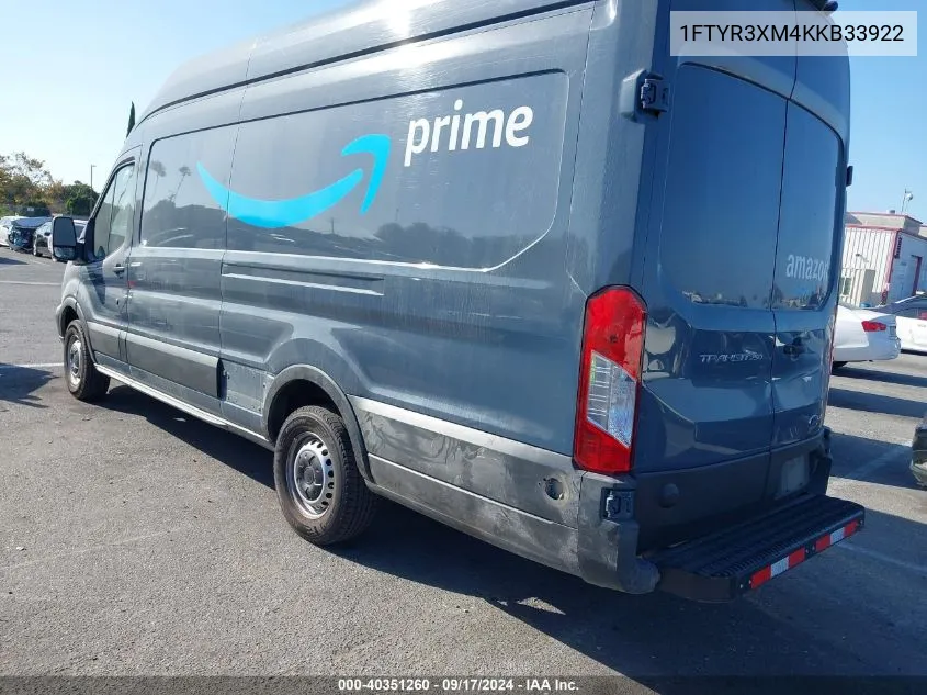 2019 Ford Transit-250 VIN: 1FTYR3XM4KKB33922 Lot: 40351260