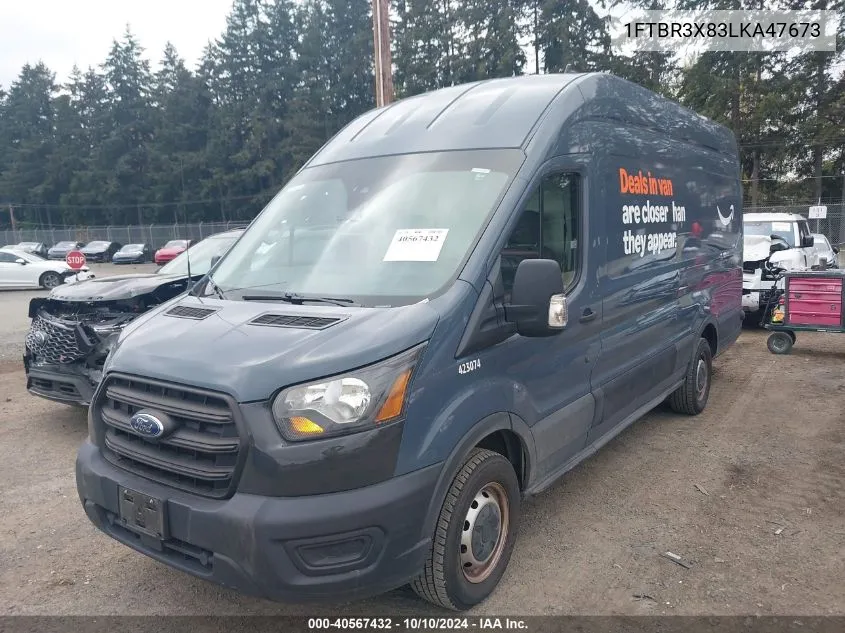 2020 Ford Transit-250 Cargo Van VIN: 1FTBR3X83LKA47673 Lot: 40567432